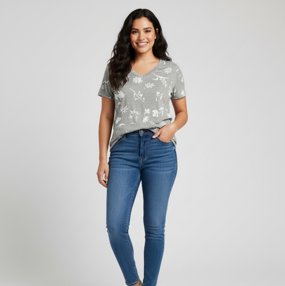 Old Navy Gray Floral Top